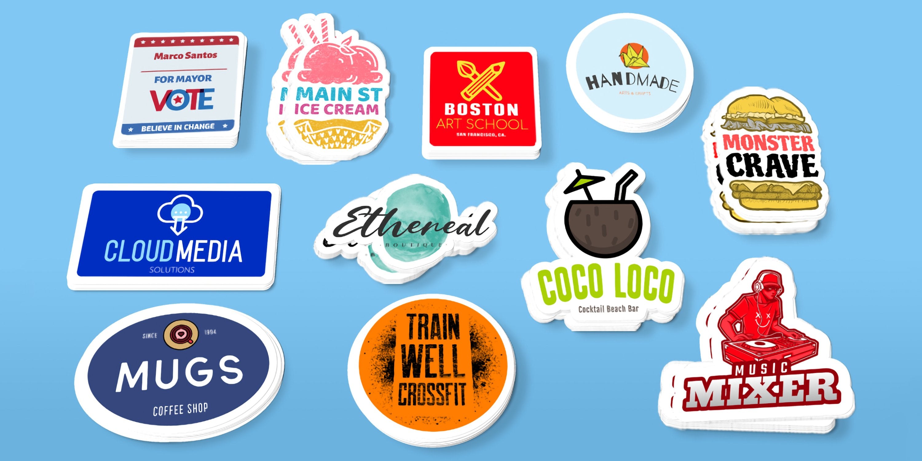 Custom Stickers Rectangle Die Cut Circle Square Oval for Business