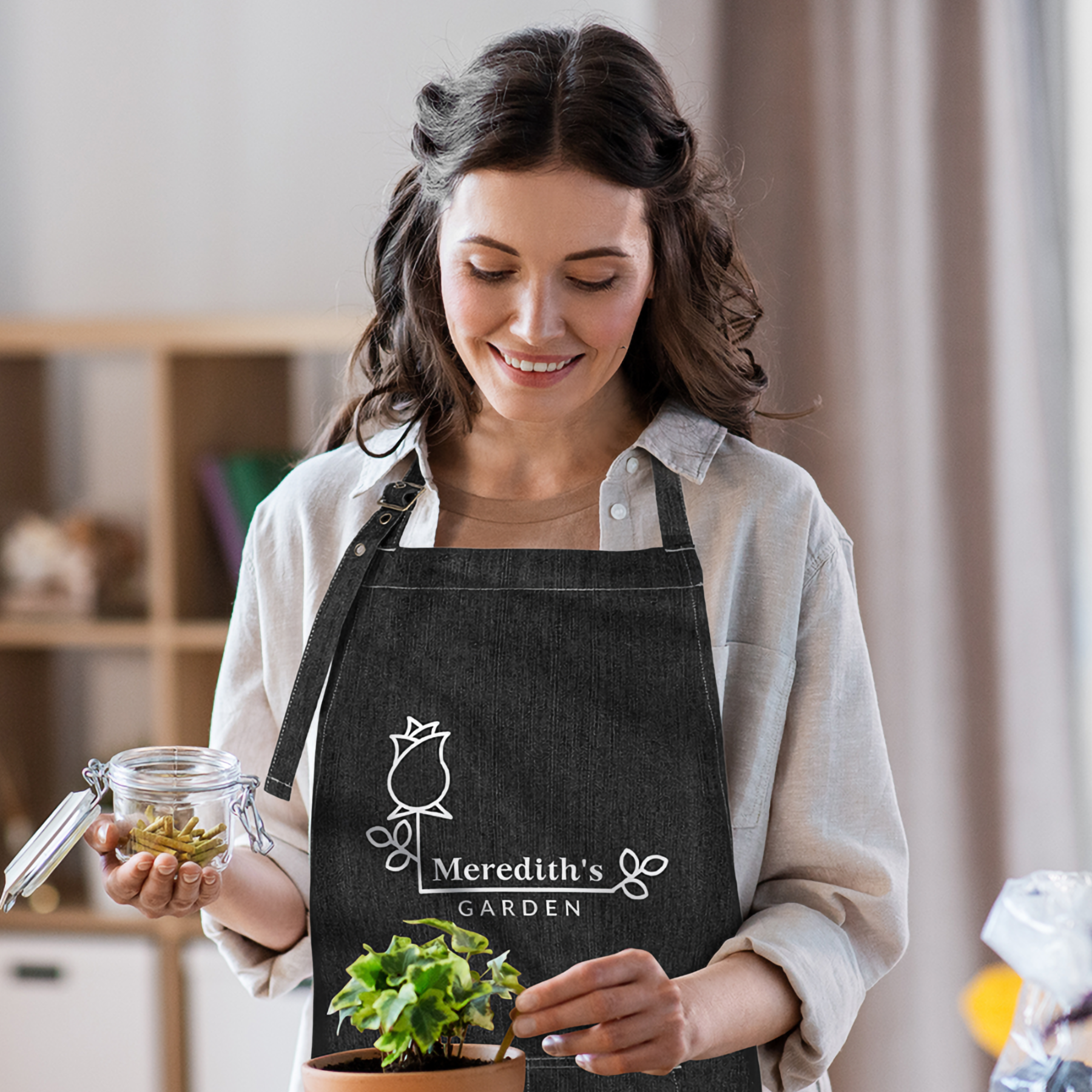 Custom Gardening Denim Apron Lifestyle