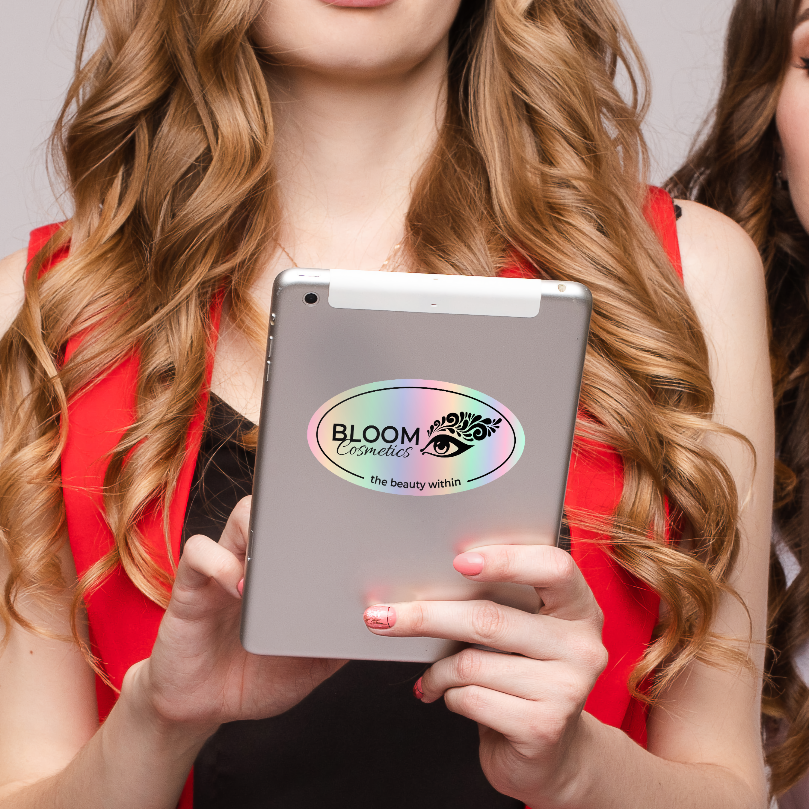 Custom Oval Holographic Sticker for Cosmetics Brand