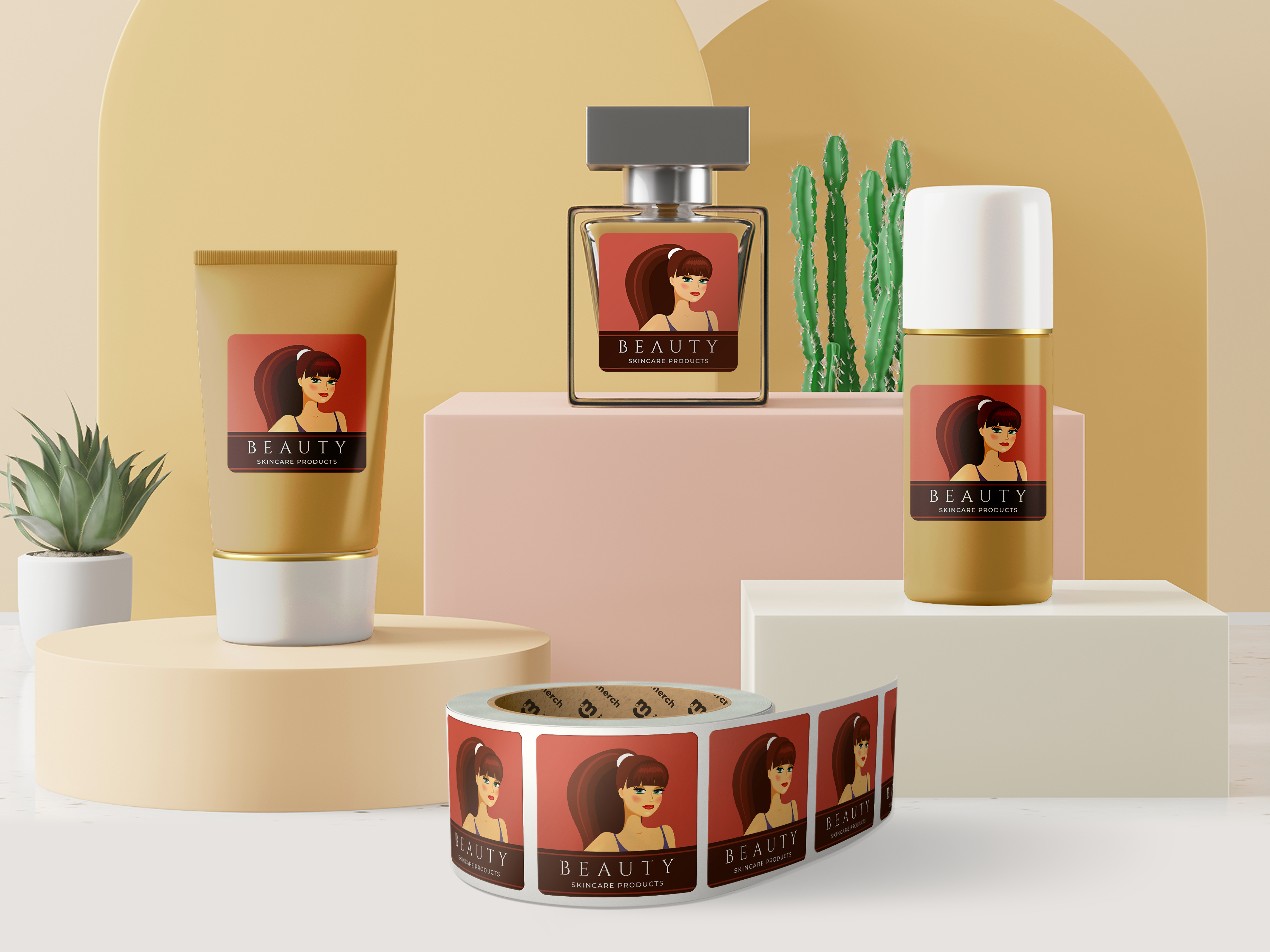 Custom Square Roll Labels - Skincare Products