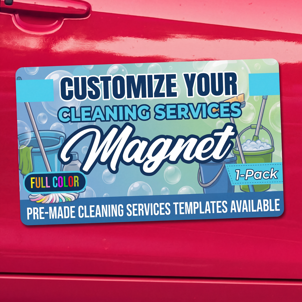 Custom cleaning service car magnet with business name and phone number