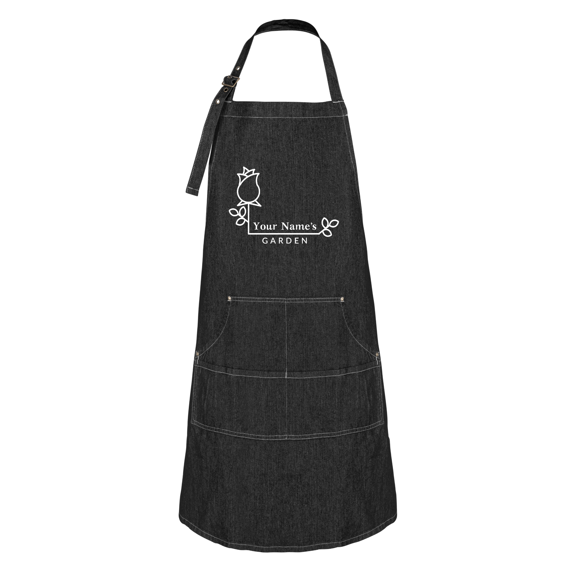 Custom Gardening Denim Apron Black Denim