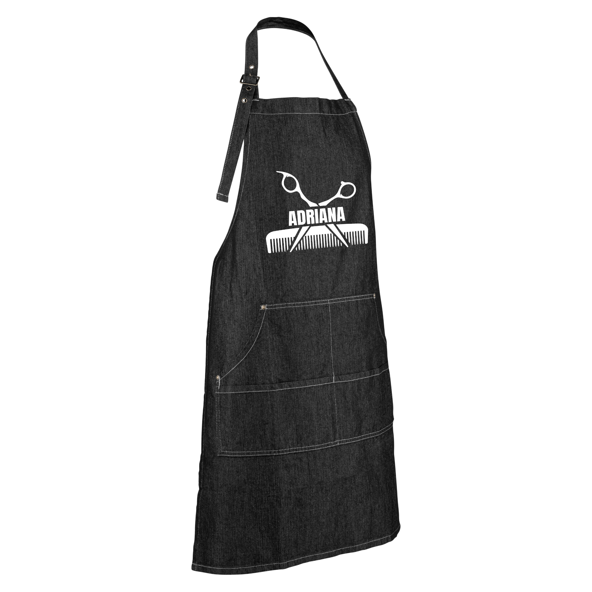 Custom Hairstylist Denim Apron Side