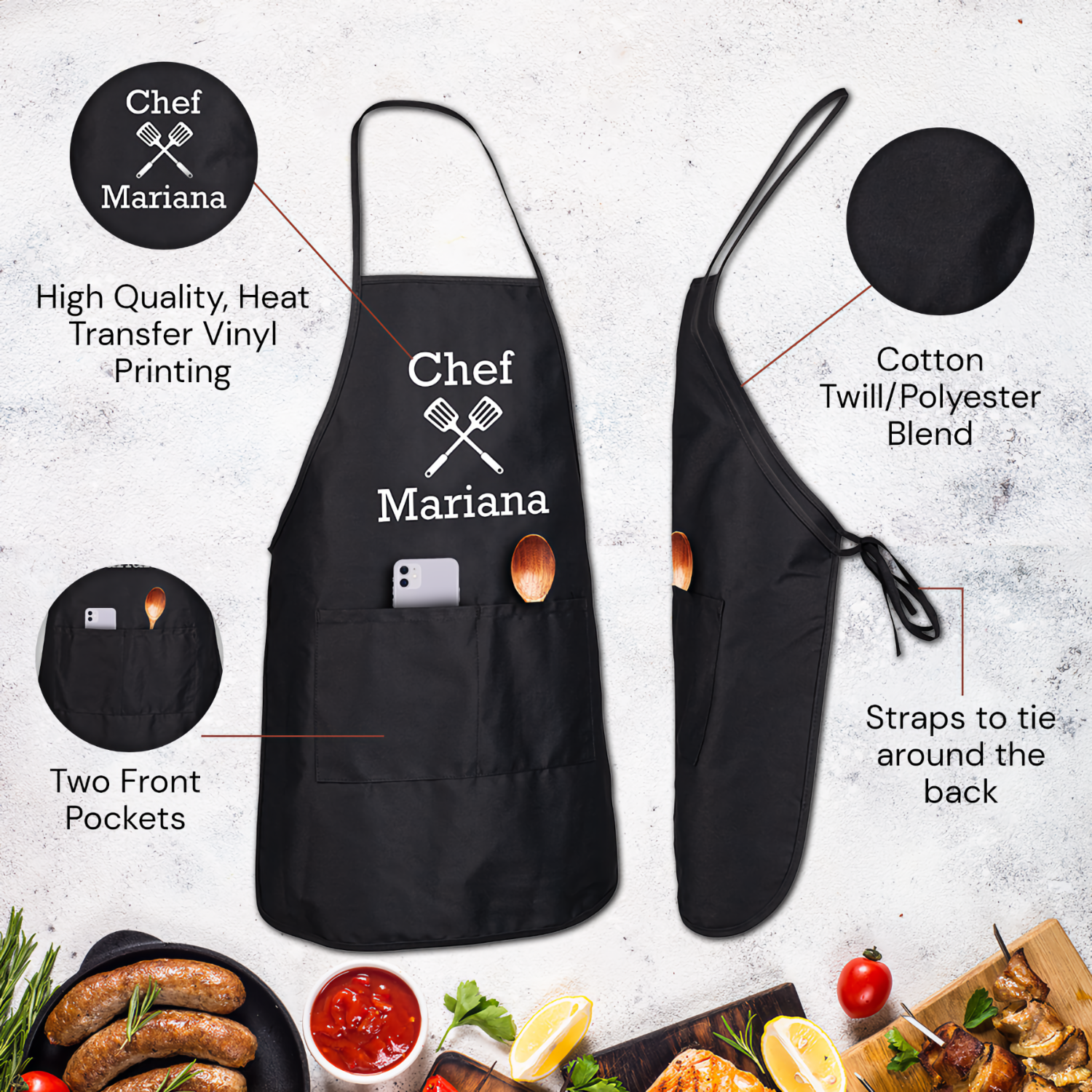 Custom Chef Apron Features