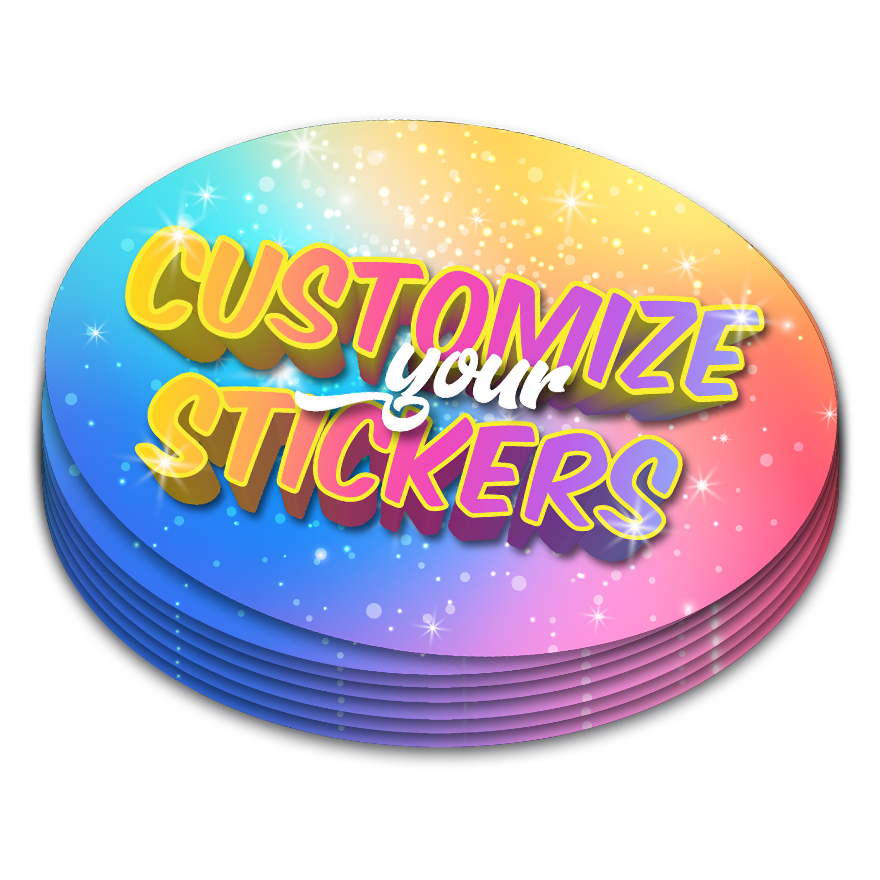 Custom Laminated Oval Stickers on a Stack