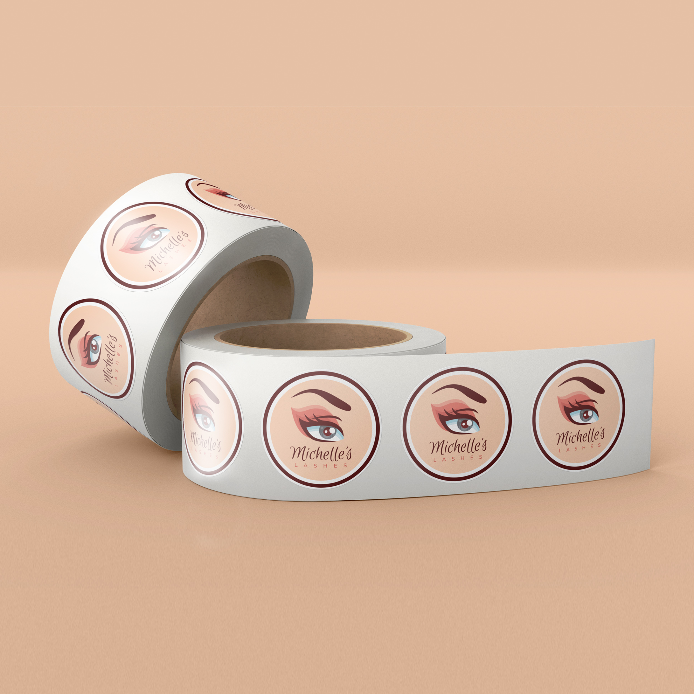 Custom Circle Roll Labels with Cosmetics Branding