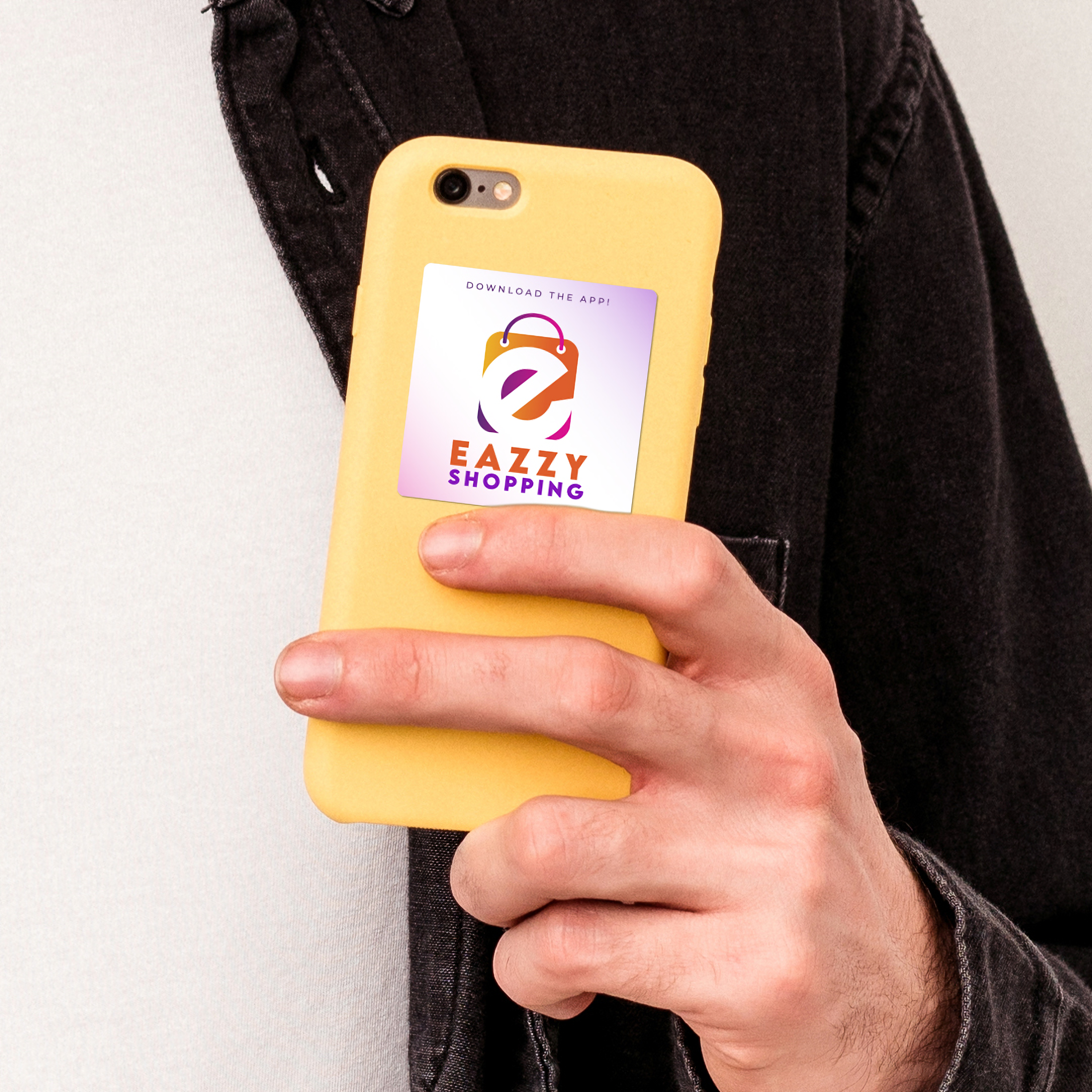 Custom Laminated Square Sticker on Cell Phone Case