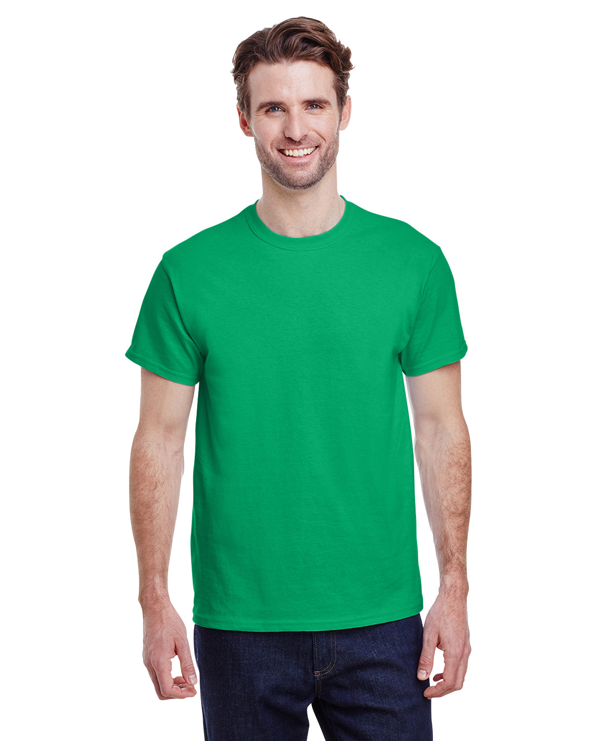 Heavyweight Short Sleeve Green Custom T Shirt | Lifestyle Front