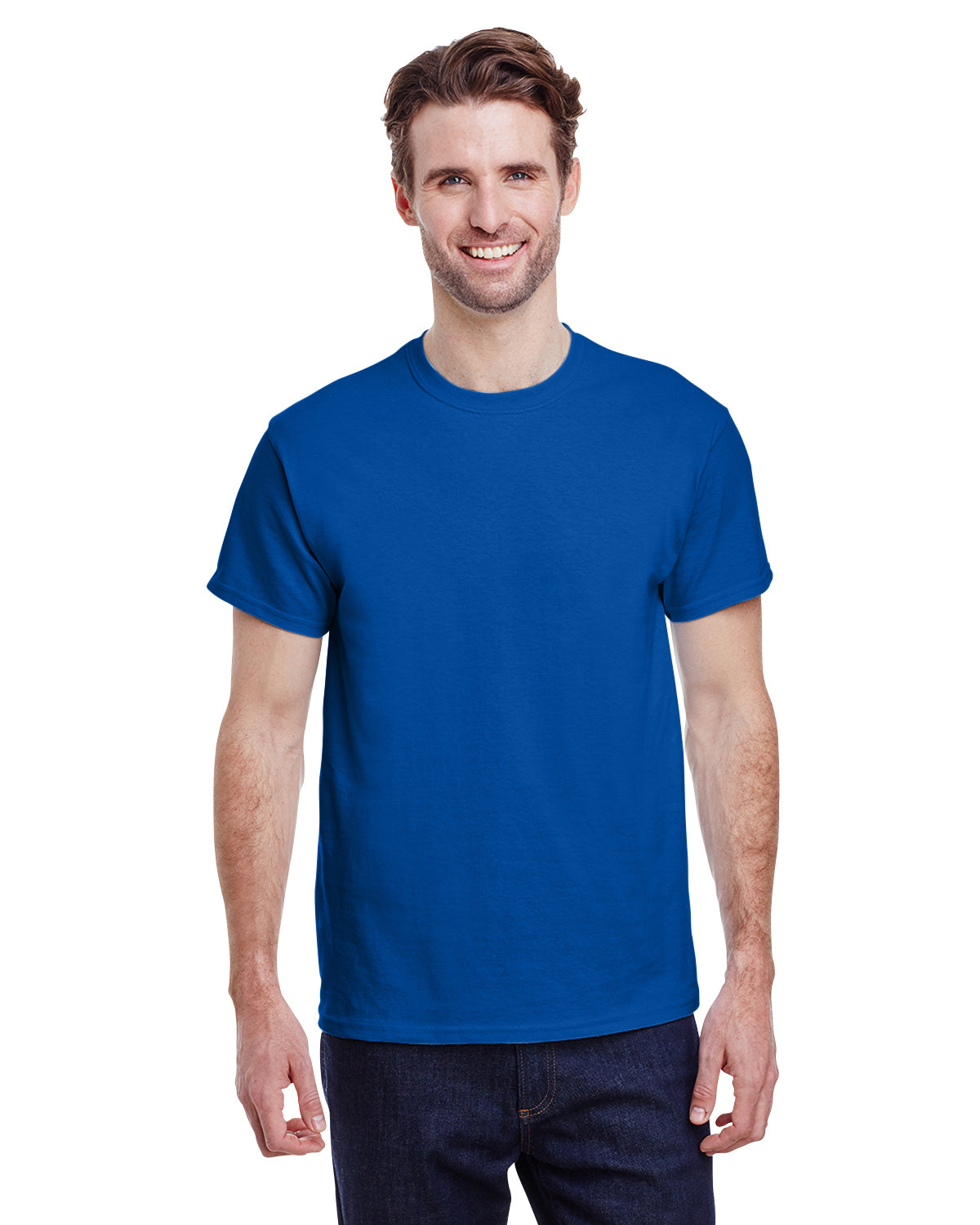 Heavyweight Short Sleeve Royal Blue Custom T Shirt | Lifestyle Front