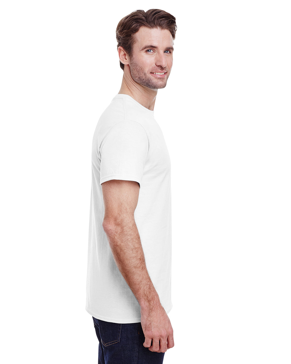 Heavyweight Short Sleeve White Custom T Shirt | Lifestyle Side